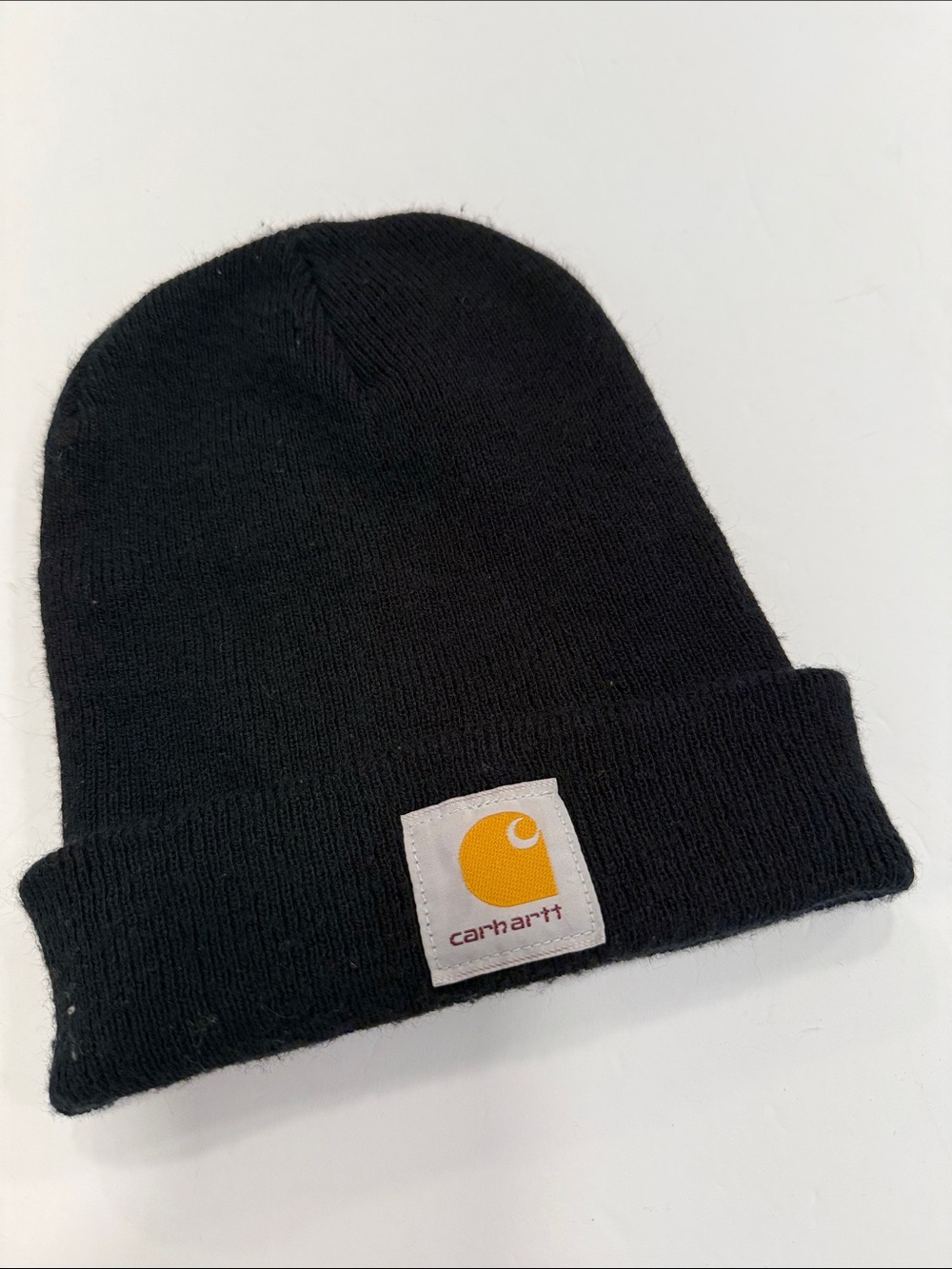 Carhartt Black Beanie with Yellow Logo Patch